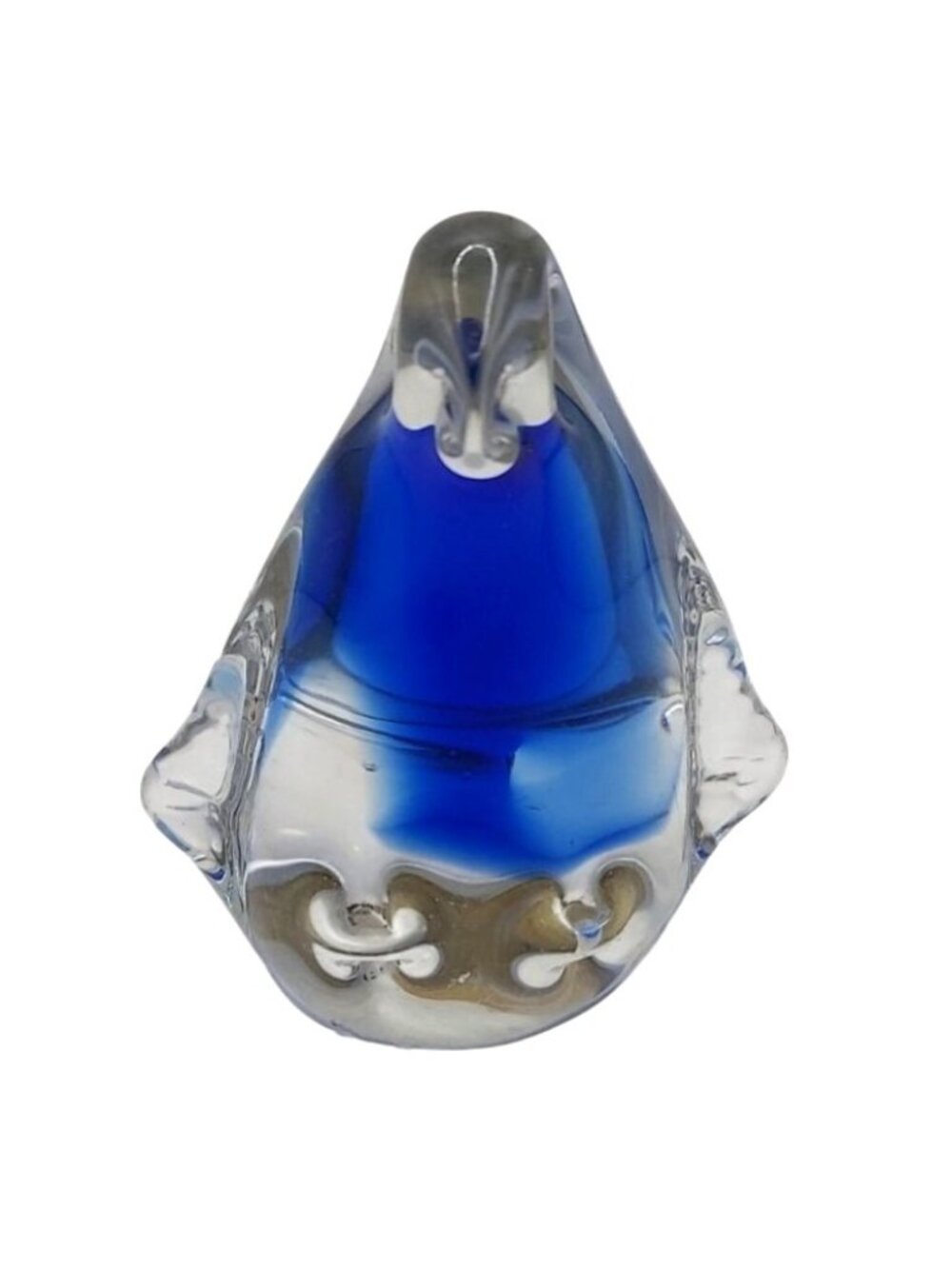 Hand Blown Penguin Paperweight Art Glass Cobalt Blue Clear Figurine Collectible
